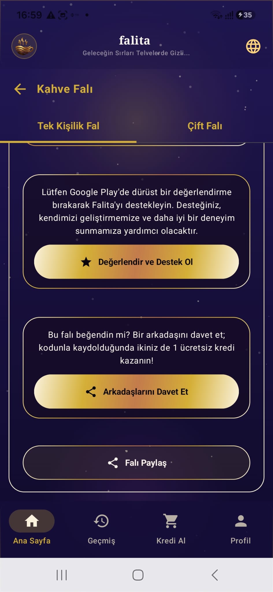 Falita yapay zeka kahve falı sonucunu arkadaşlarla paylaşma
