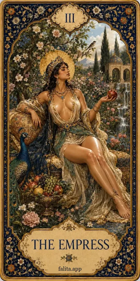 Falita AI tarot reading card meaning: ملکه