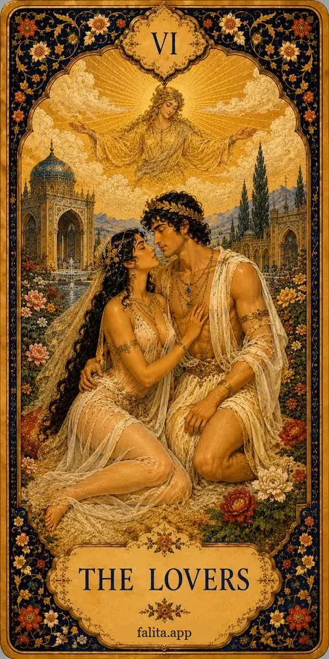 Falita AI tarot reading card meaning: عشاق