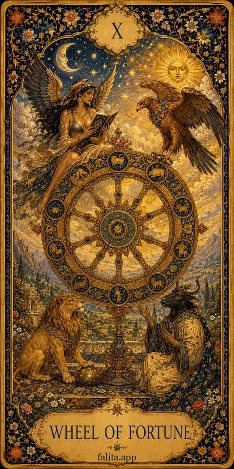 Falita AI tarot reading card meaning: چرخ اقبال