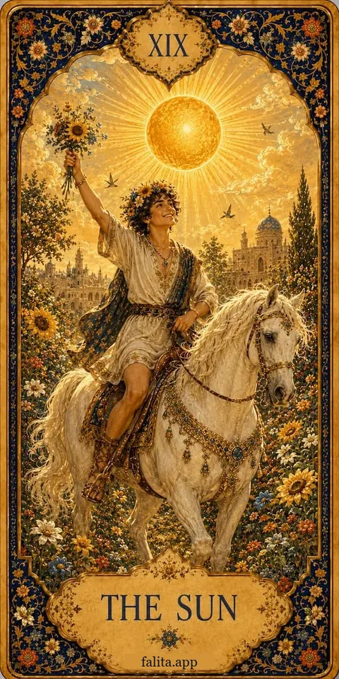 Falita AI tarot reading card meaning: خورشید
